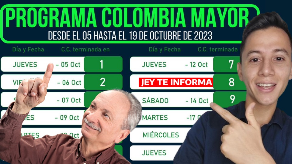 ¡Atención! Confirman Fechas y Cronogramas de Pago de Colombia Mayor en Octubre Jey te informa