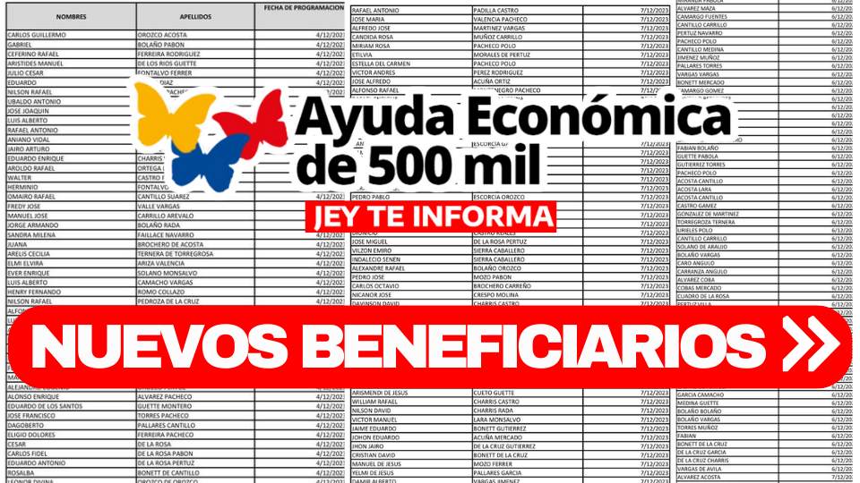Nuevos Beneficiarios de la Ayuda Económica de 500 Mil para Damnificados en Diciembre JEY TE INFORMA