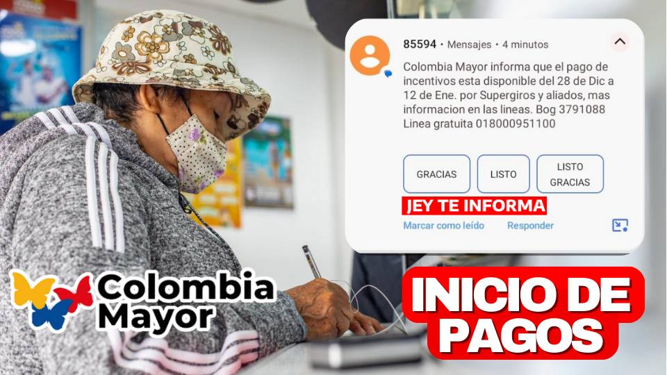 Prosperidad Social Anuncia Pagos de diciembre para Colombia Mayor por mensaje de texto JEY TE INFORMA