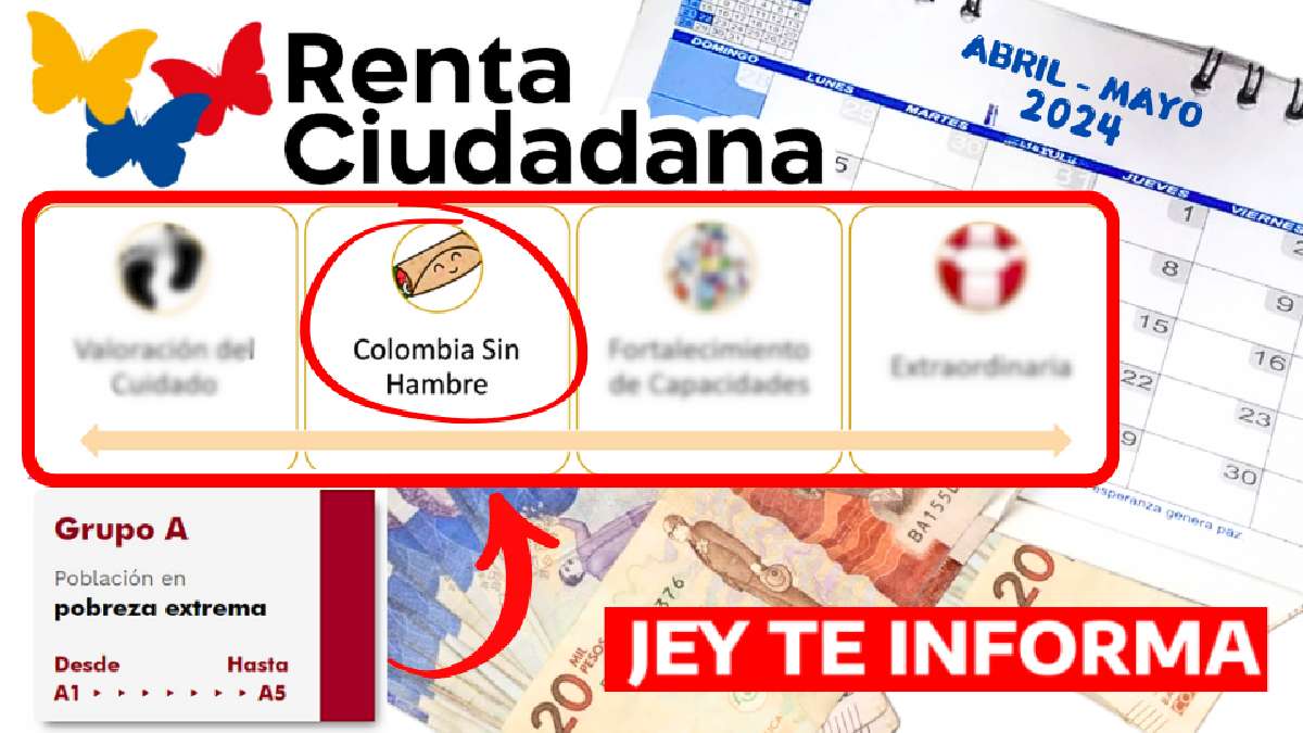 ¿Cuándo Pagan la Renta Ciudadana a Beneficiarios de Colombia sin Hambre Grupo A del Sisbén 2024? JEY TE INFORMA
