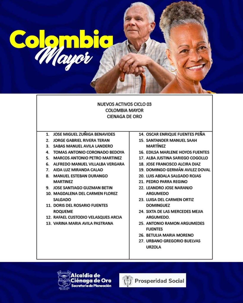 BENEFICIARIOS COLOMBIA MAYOR