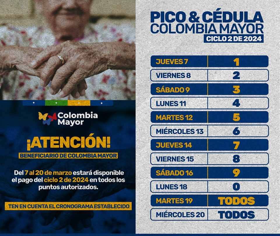 COLOMBIA MAYOR CRONOGRAMA DE PAGOS