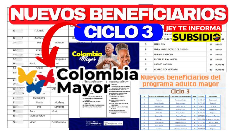 Listados de Beneficiarios Colombia Mayor Tercer Ciclo JEY TE INFORMA