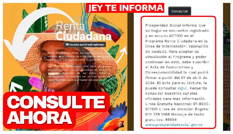 Prosperidad Social Confirma Beneficiarios de la Renta Ciudadana 2024: Consulta Rápida JEY TE INFORMA