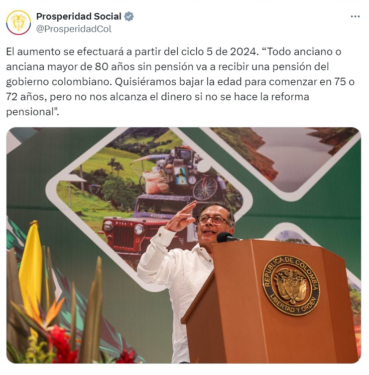 petro anuncia aumento del subsidio colombia mayor