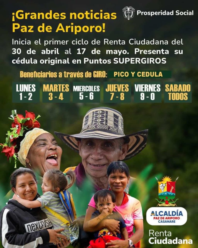 DIA DE PAGO DEL SUBSIDIO RENTA CIUDADANA