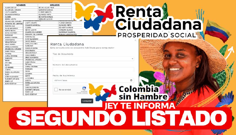 Colombia sin Hambre 2024 Segundo Listado Renta Ciudadana