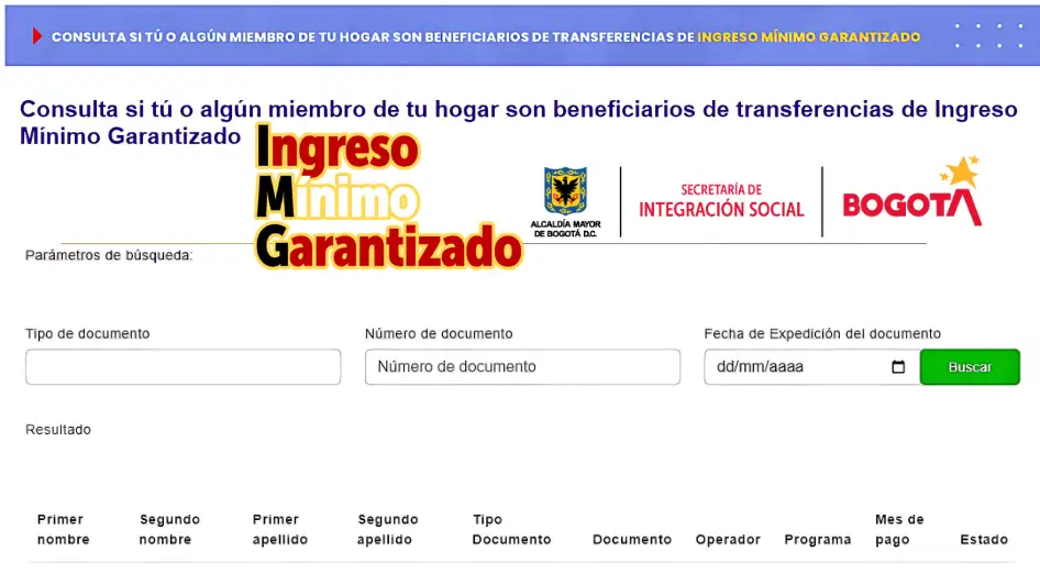 Link de Consulta del Ingreso Mínimo Garantizado | Página Oficial de la Secretaría Distrital de Integración Social