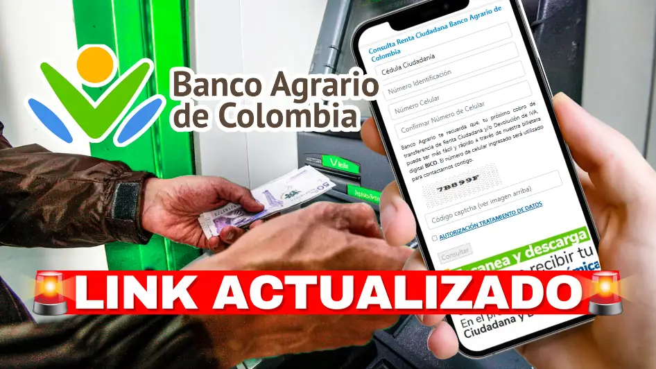 cajero con dinero y celular con plataforma de consulta