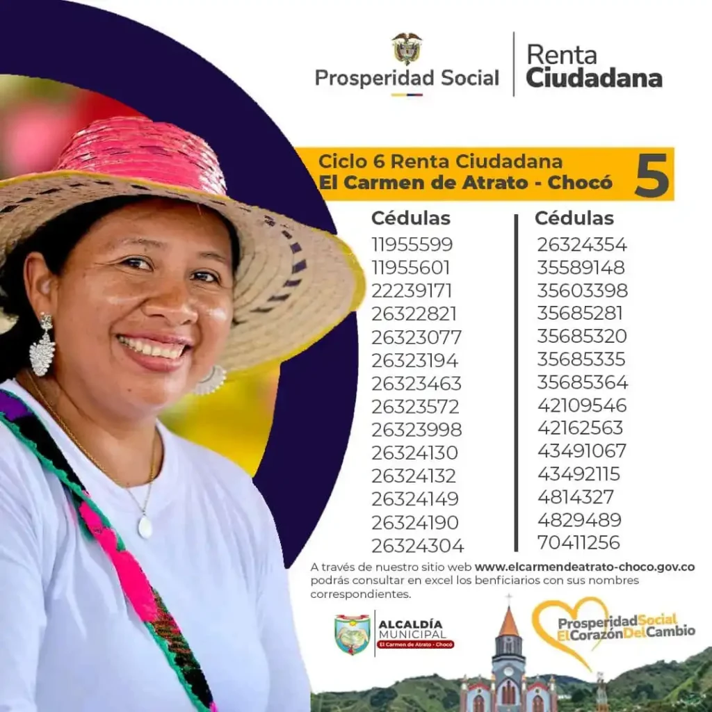 listados de beneficiarios Renta Ciudadana con mujer sonriente