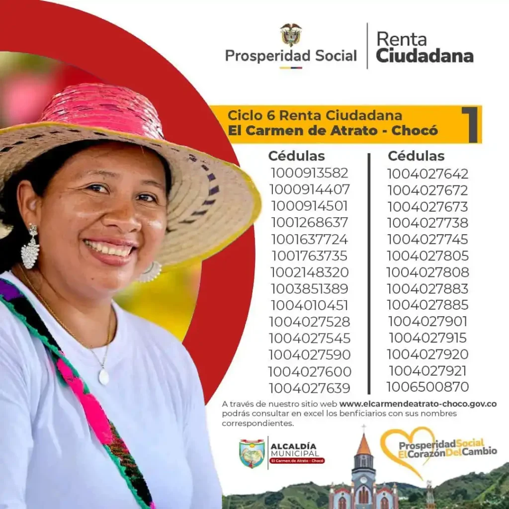 listados de beneficiarios Renta Ciudadana con mujer sonriente