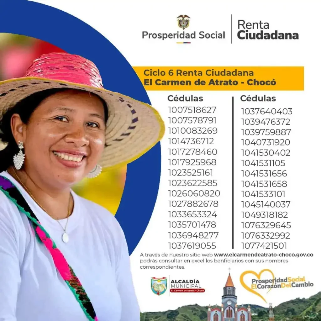 beneficiario El Carmen de Atrato Choco