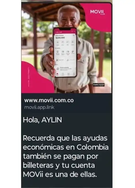 MOVii envía SMS a Hogares Incluidos en Listado de Beneficiarios de Renta, IVA y Colombia Mayor 4 pago Movii