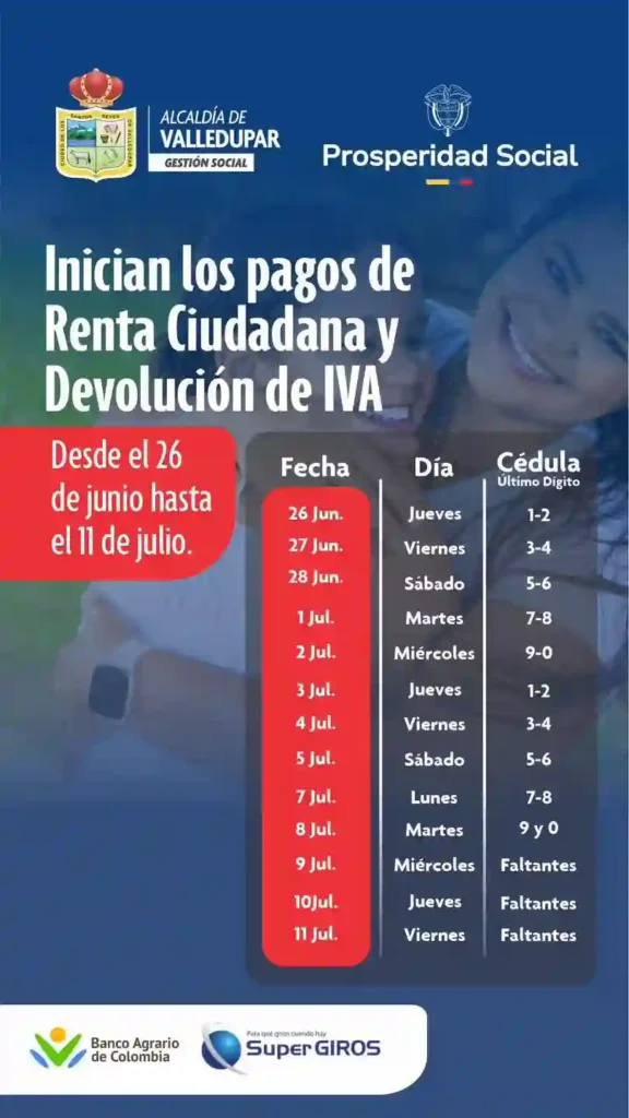 ¡Ya es Oficial! Arranca Segundo Pago de Renta Ciudadana y Devolución del IVA 2025 3 calendario pico y cedula valledupar