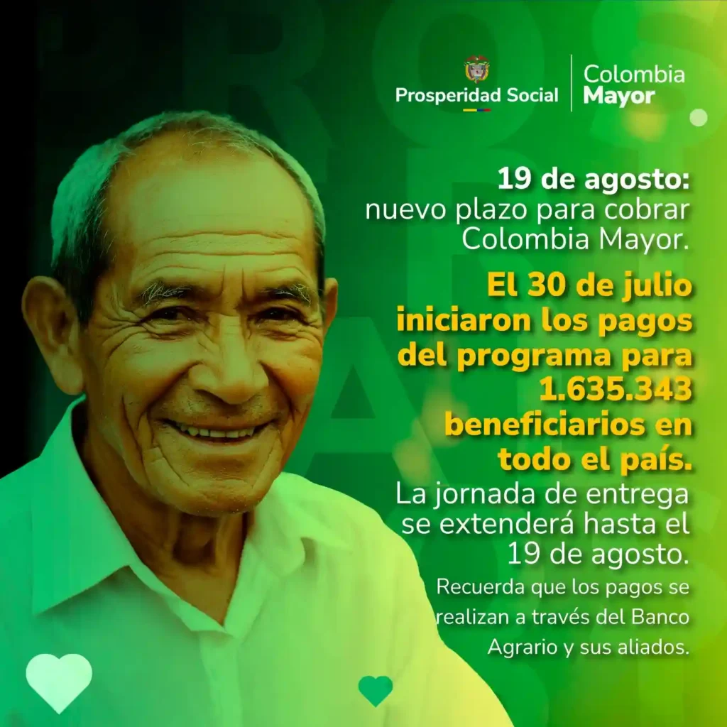 plazo de cobro de Colombia Mayor