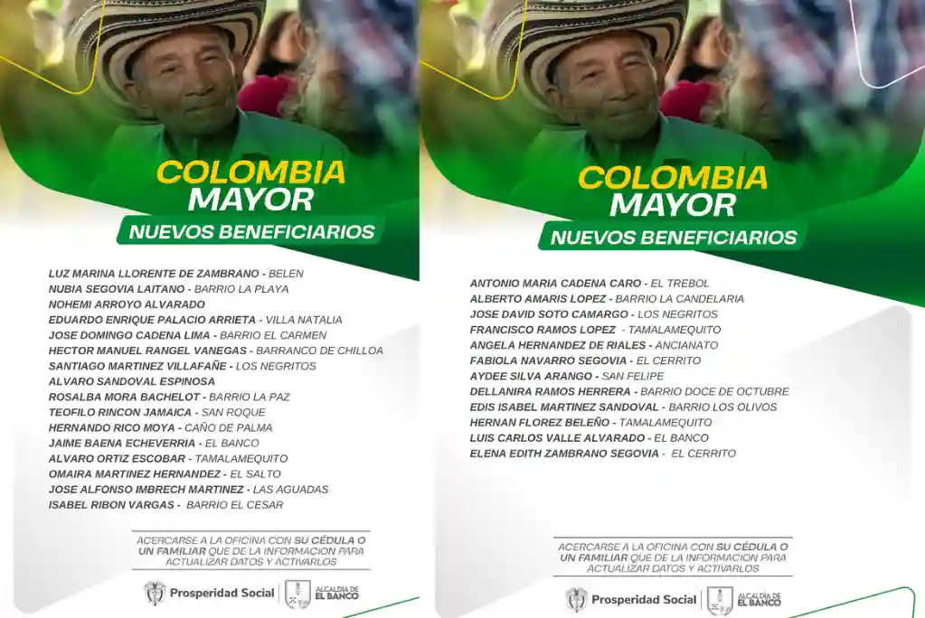 Banco – Magdalena Beneficiarios Colombia Mayor