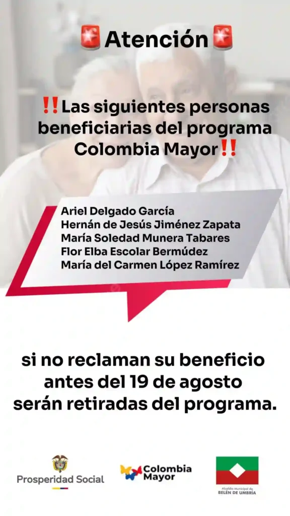beneficiarios colombia mayor sin cobro