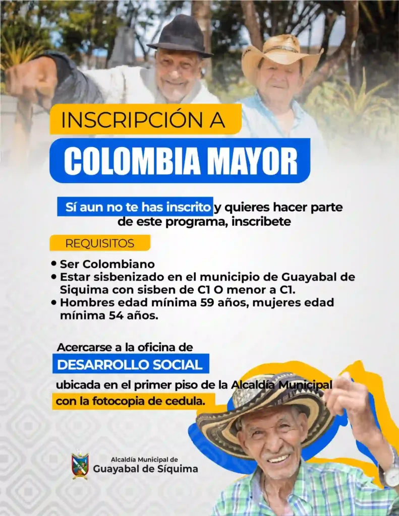 cupos para inscribirse en Colombia Mayor Guayabal