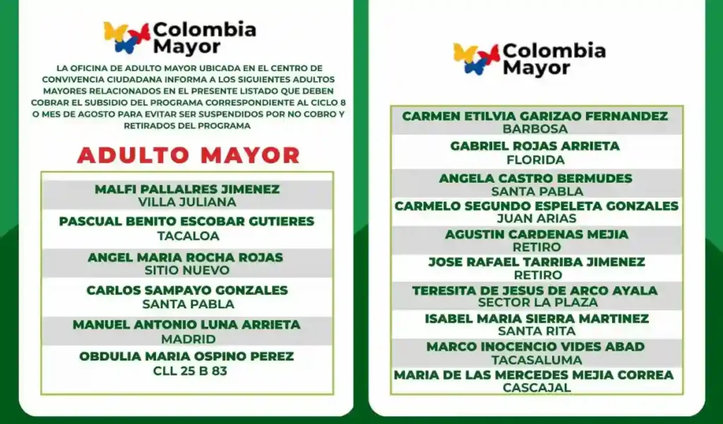 pago de Colombia Mayor BAC
