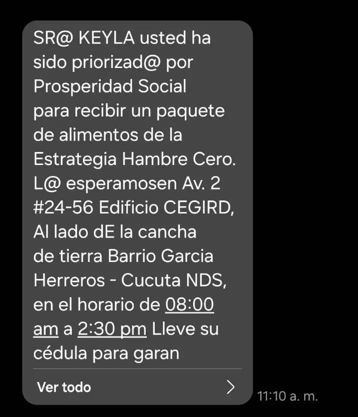 ¡Atención! Inicia una nueva entrega del Bono Hambre Cero: conoce si eres beneficiario 2 Bono Hambre Cero SMS