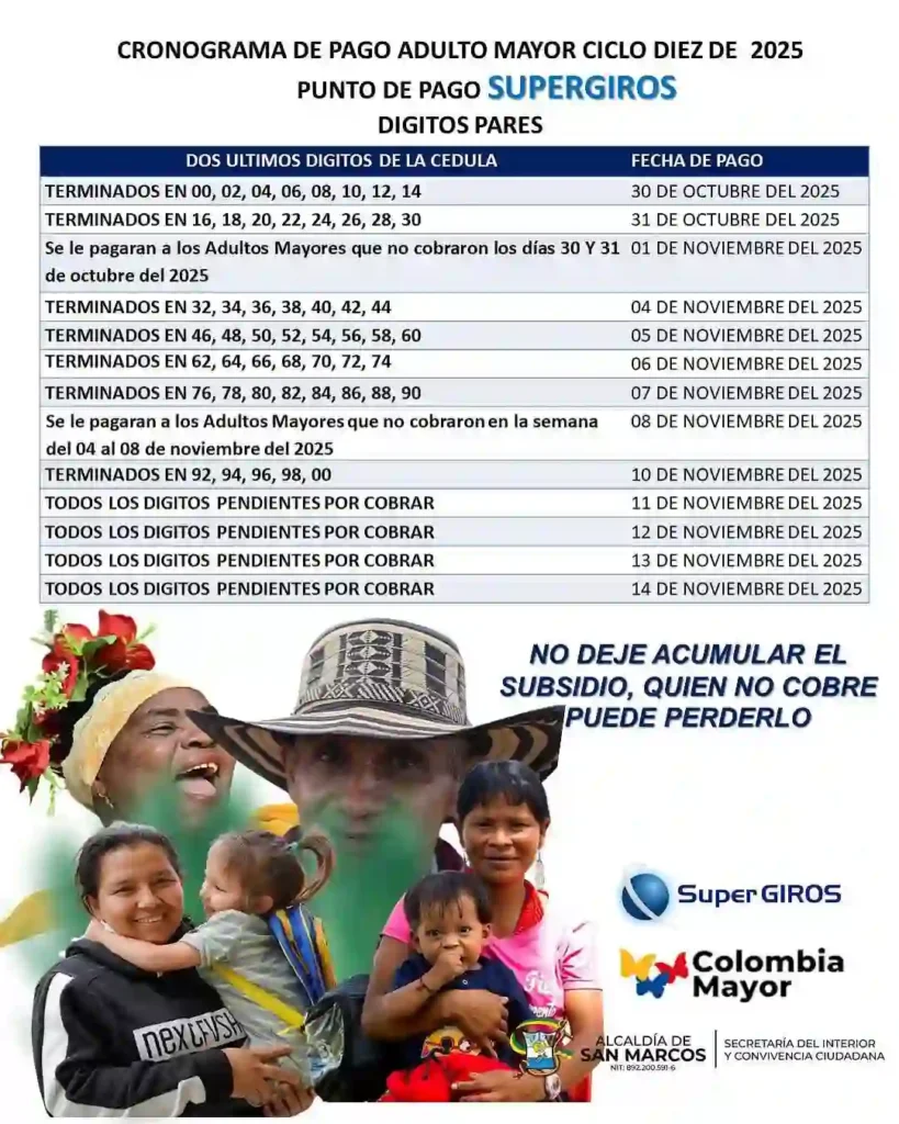 supergiros cronograma Alcaldia de San Marcos