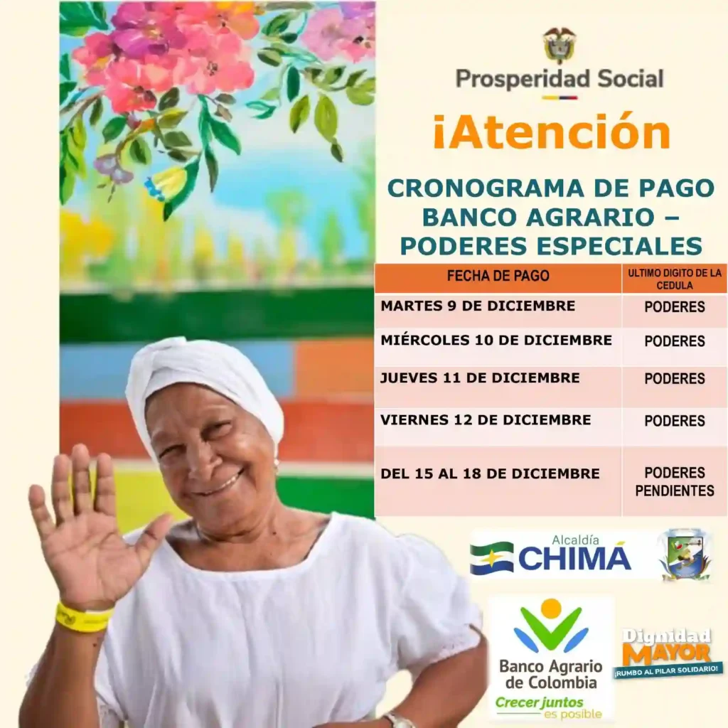 Cronograma pico y cédula en diciembre: consulta el día de pago del subsidio Colombia Mayor 7 Banco Agrario Alcaldia Chima cronograma