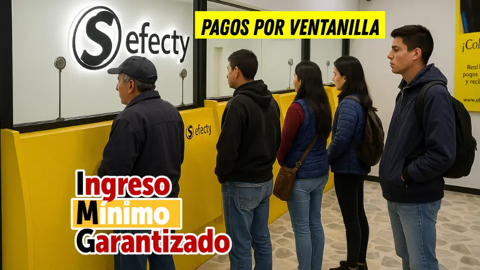 beneficiarios haciendo fila en punto de pago Efecty