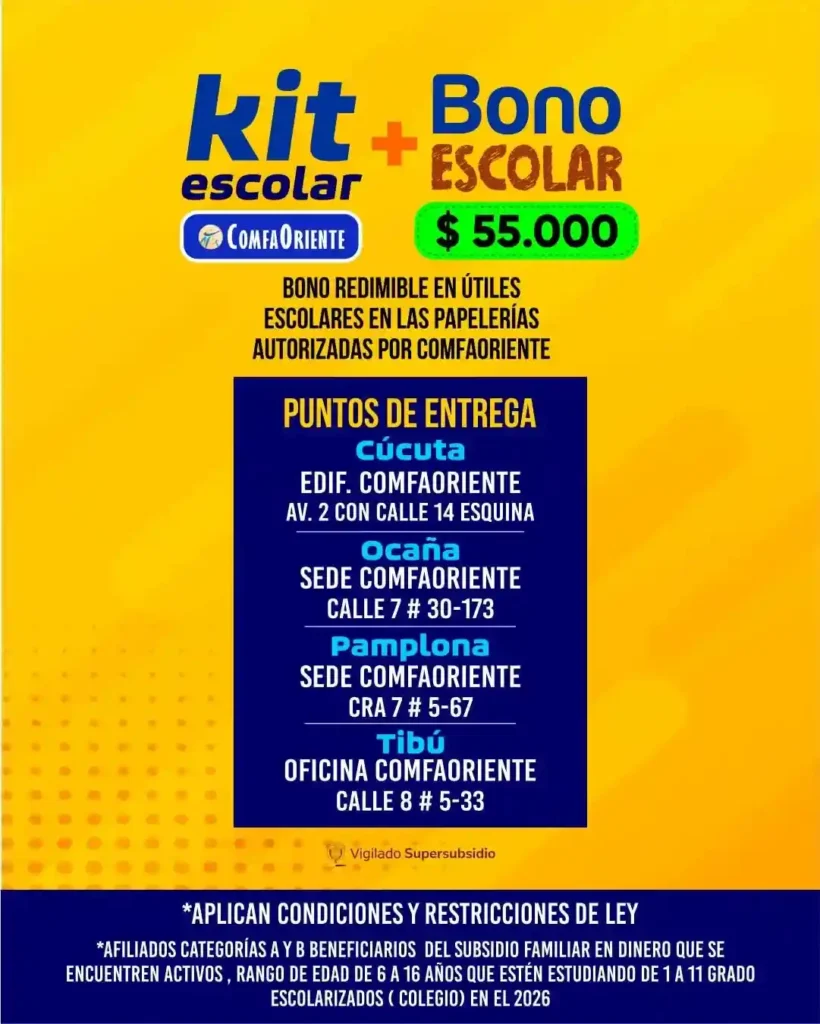 kit escolar comfaoriente