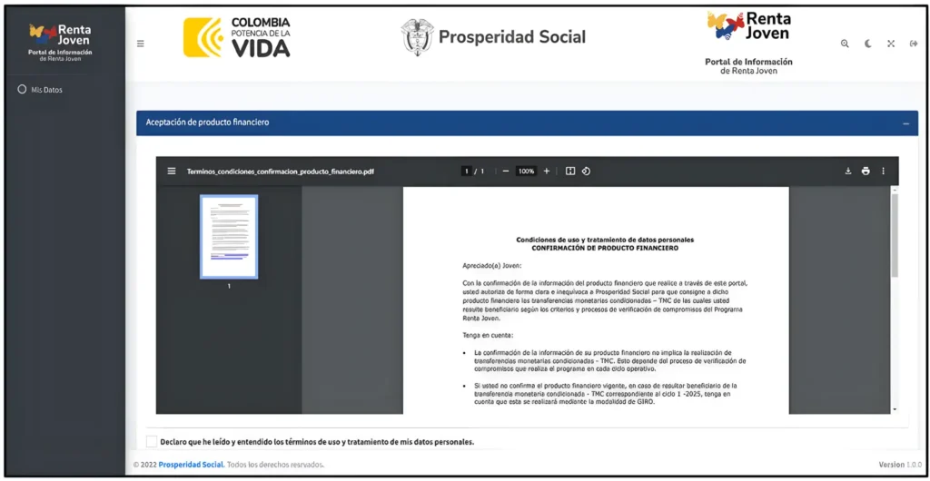 ¿Cómo registrar cuenta bancaria por dónde le llegarán los próximos pagos? 3 contrato de confirmacion de cuenta de renta joven