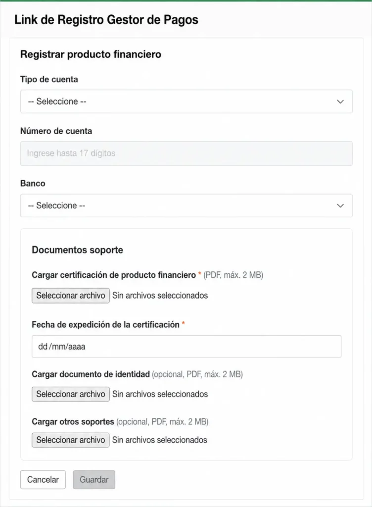 Link de Resgistro Gestor de Pagos