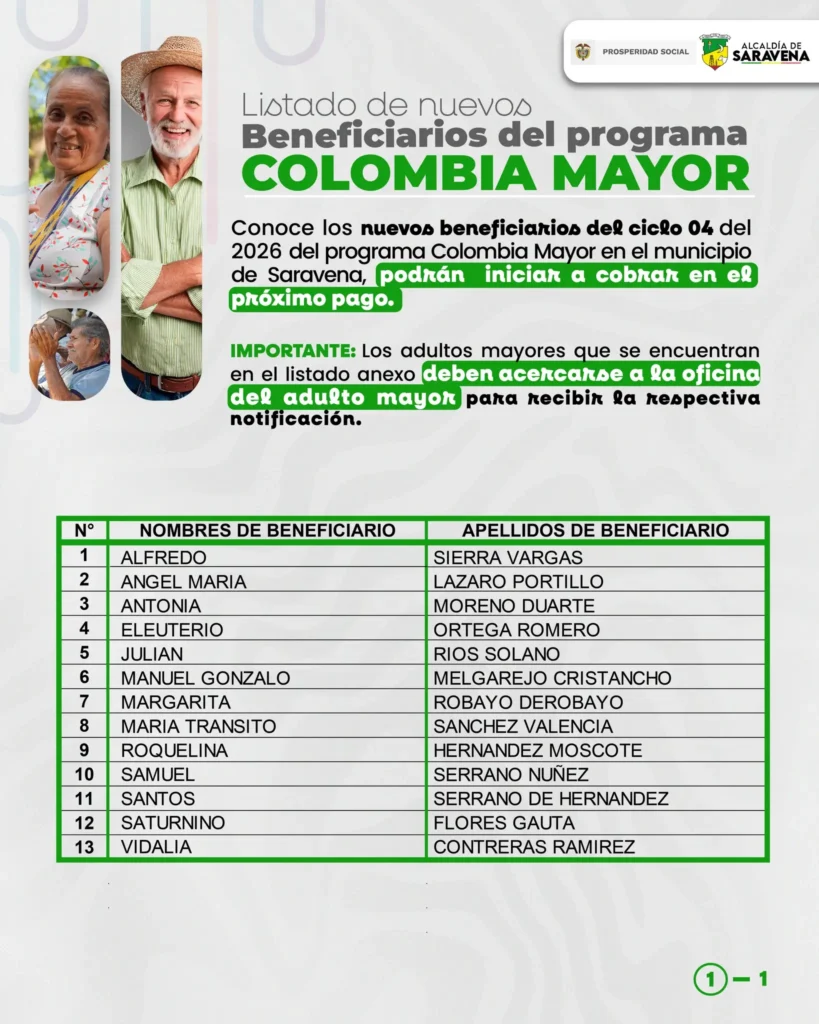 Nuevos beneficiarios Alcaldia de Saravena Arauca