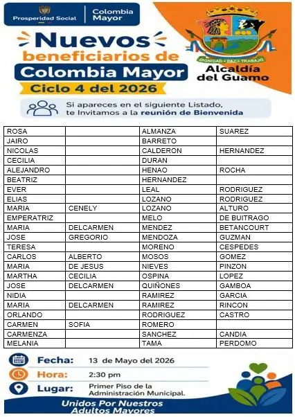 nuevos beneficiarios Alcaldia del Guamo Tolima