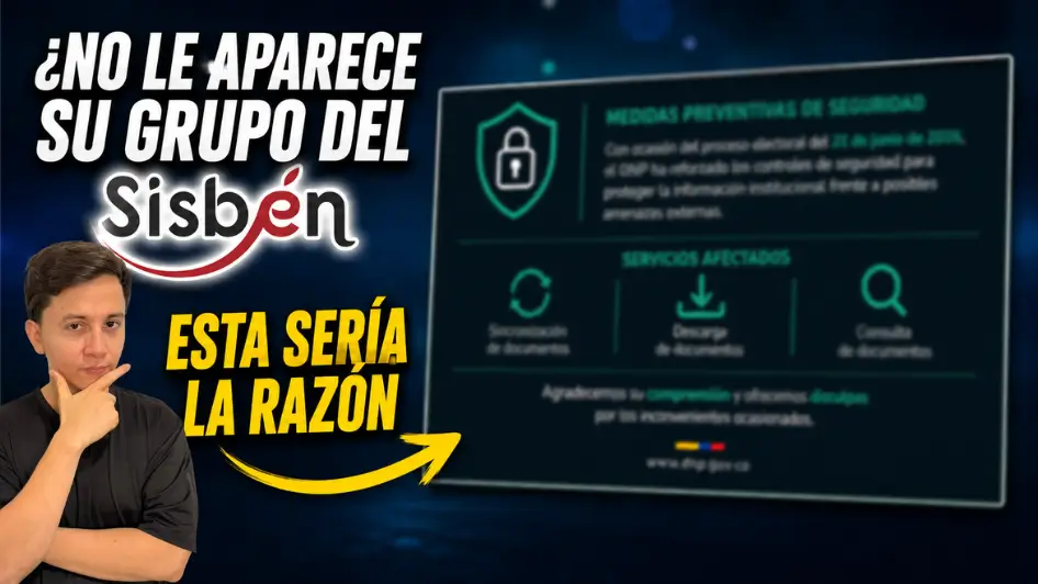Aviso sobre fallas temporales en la consulta del Sisbén.