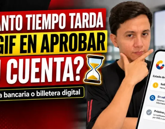 cuánto tarda la aprobación en el GIF de una cuenta bancaria o billetera digital.