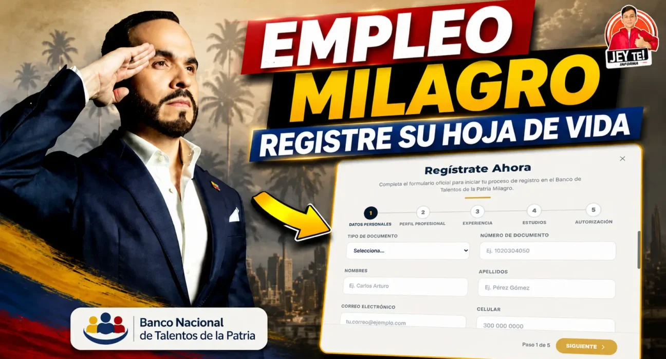 Link de registro de Empleo Milagro anunciado por Abelardo de la Espriella para registrar la hoja de vida en el Banco Nacional de Talentos.