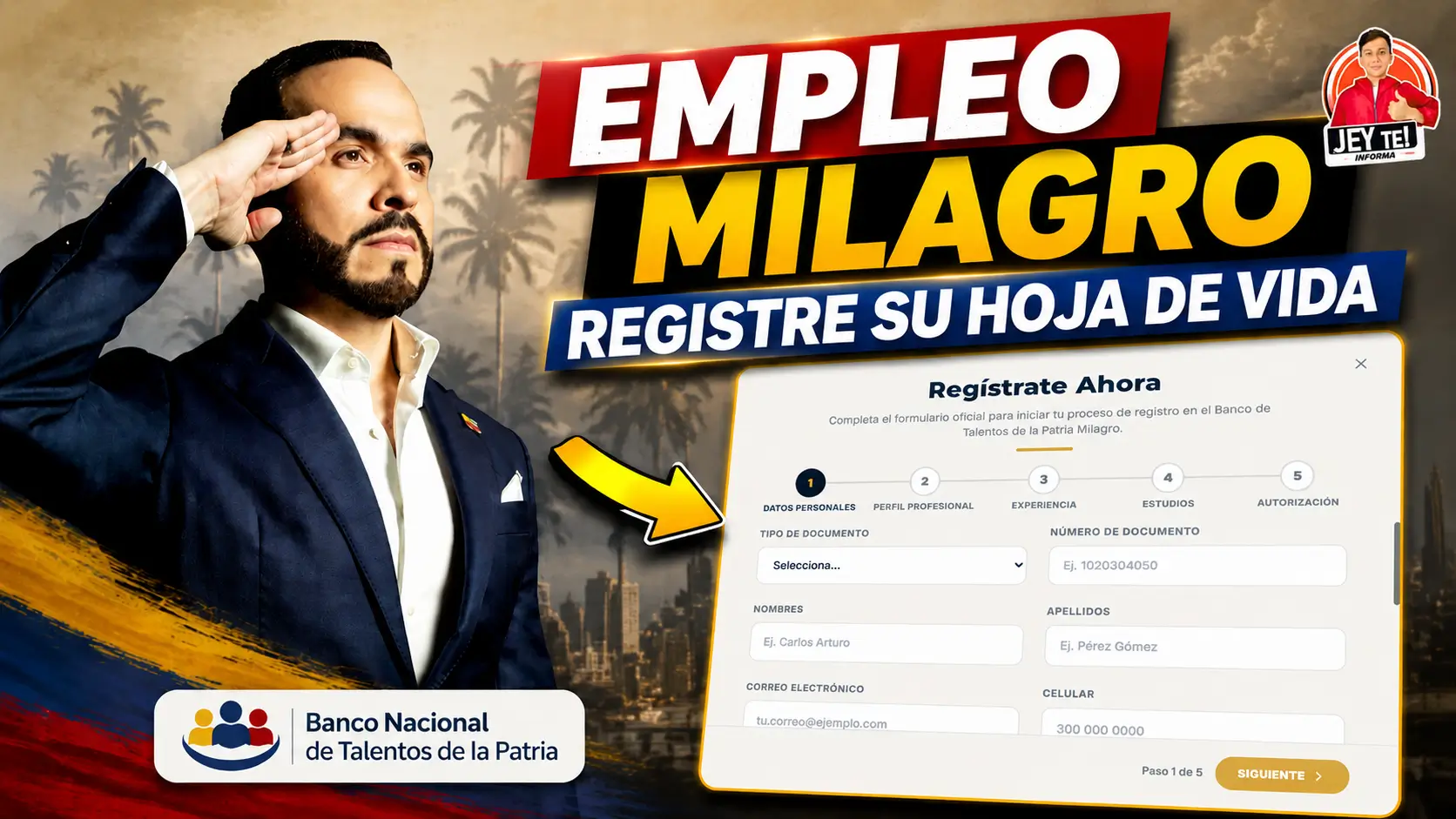 Link de registro de Empleo Milagro anunciado por Abelardo de la Espriella para registrar la hoja de vida en el Banco Nacional de Talentos.